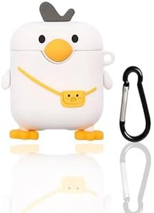 CrazyLemon für AirPods 1 & 2 Hülle, Weiche Silikon Kopfhörerhülle für AirPods 3D Karikatur Tier Mädchen Jungen Coole Lustige Süße Schutzhülle Kopfhörer Taschen & Cases - Rucksack Ente
