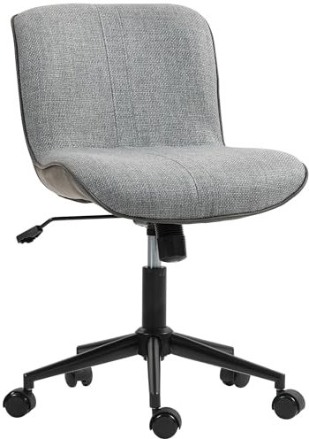 HOMCOM Chaise de Bureau Fauteuil de Bureau pivotante, Chaise Ergonomique sans accoudoirs, Hauteur et Inclinaison réglables, capacité 120 kg, Gris foncé