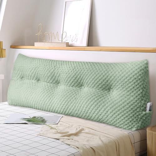 WUIOYNF Weiches Keilkissen Bett Großes Rückenkissen, bequem und stützend, Lesekissen Wandkissen Lendenkissen für Couch und Betten, Stützkissen, Nackenkissen mit abnehmbarem Bezug(Grün-200x20x50cm)
