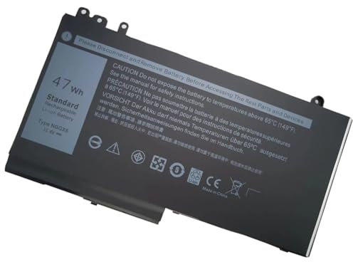 11.4V 47Wh 4100mAh NGGX5 Laptop Lithium Polymer Battery Replacement Compatible With DELL Latitude E5270 E5470 E5570 E5550 E5250 Series M3510 JY8D6 954DF 0JY8D6 53VJ6 0RDRH9