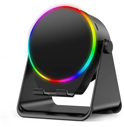 4-in-1 360° Rotating Bluetooth Speaker Stand, Cell Phone Stand with Wireless Bluetooth Induction Speaker, Anti-Slip Base Hd Surround Sound, for Home Office Travel Gifts (Black)
