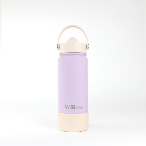 cribstar Personalised Insulated Straw Water Bottle | Stainless Steel | Laser Engraved | 12 Hours Hot & 24 Hours Cold | Vaccum Flask | Straw Lid | BPA Free (Lilac - 18oz/500ml)