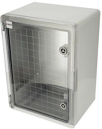 Quadro Elettrico da Parete 400x300x210 mm IP65 - Scatola di Distribuzione in ABS con Sportello Trasparente e Piastra Zincata - Armadietto per Impianti Elettrici da Esterno e Interno - Horoz Electric