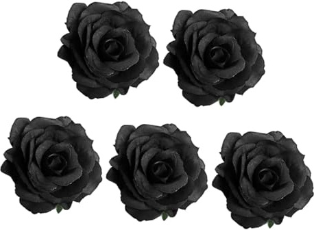 Gogogmee 5 pièces Broche Rose Noire Décorative et Accessoire Funéraire Élégant Épingle Fleur Artificielle Polyvalente pour Vêtements et Cheveux