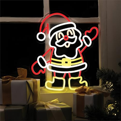 XMAS HAUS Santa Silhouette Neon Light 36x40cm USB LED with Window or Stand Mount, On/Off Switch, 1.5m Cable Festive Indoor Holiday Christmas Decoration