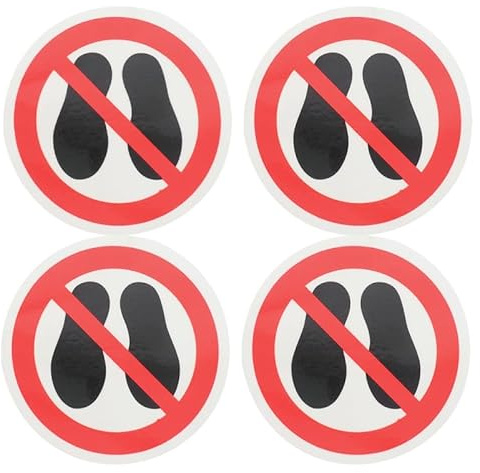 Ciieeo Lot de 4 Stickers de Sol Interdiction de Marcher, Autocollants d'Avertissement Haute Visibilité, Signalisation de Sécurité Étanche et Anti-Dérapante pour Magasins, Écoles, Hôpitaux