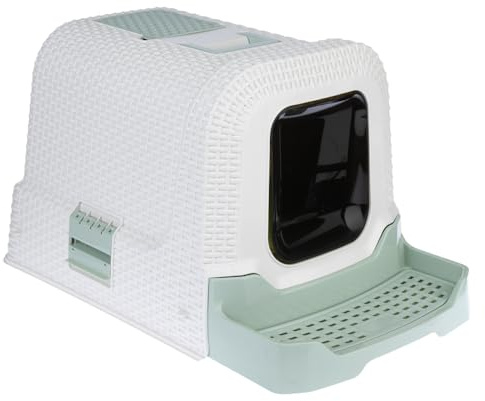 kooa - Haubentoilette mit Streu-Schublade | mit ausziehbarer Treppe für leichten Einstieg | inkl. Kotbeutel, Streuschaufel und Kohlefilter | Maße: 69 x 42 x 41 cm