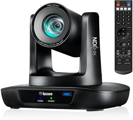 iuZee 4K NDI PTZ Kamera AI-Auto Tracking, 20X optischer Zoom, USB3.0/HDMI/LAN PoE, IP Live Streaming, Konferenzraumkamera für Kirchendienste Bildung Konferenz Events, Arbeit mit YouTube OBS