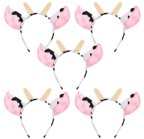 FOMIYES Lot de 5 Serre-têtes Oreilles de Vache en Peluche, Accessoires de Déguisement Animal pour Halloween Et Noël.