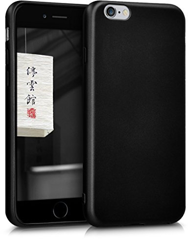 kwmobile Case kompatibel mit Apple iPhone 6 / 6S Hülle - Schutzhülle aus Silikon metallisch schimmernd - Handyhülle Metallic Schwarz
