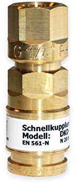 IBEDA Schnellkupplung DKD Schlauchkupplung mit Überwurfmutter, automatischer Gassperre und Push-Kupplungssystem für Brenngase, Sauerstoff und Inerte Gase, Ausführung:Inertes Gas G 1/4'' RH