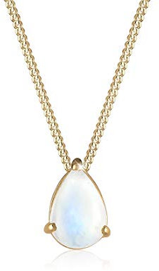 Elli Halskette Damen Tropfen Anhänger Elegant mit Mondstein in 925 Sterling Silber Vergoldet