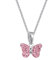 Goldene Hufeisen Mini pendentif papillon en cristal rose 38 cm chaîne en argent sterling 925 pour fille, Argent sterling cristal argent sterling, Strass