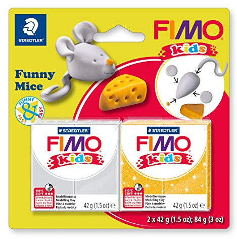 STAEDTLER 8035 11 FIMO kids superweiche (ofenhärtende Knete, Modellierspaß speziell für Kinder, witzige Figuren, funny mice)