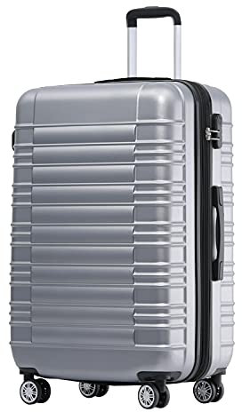 BEIBYE 2088 Zwillingsrollen Reisekoffer Koffer Trolleys Hartschale M-L-XL-Set (Silber, M)