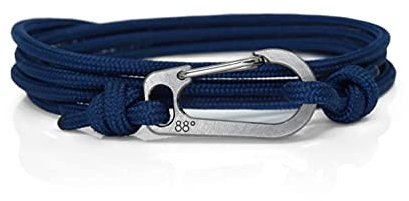 Titanium Carabiner Climbing Bracelet - Handmade in The UK and Adjustable - Waterproof Climber Bracelet - (Navy)