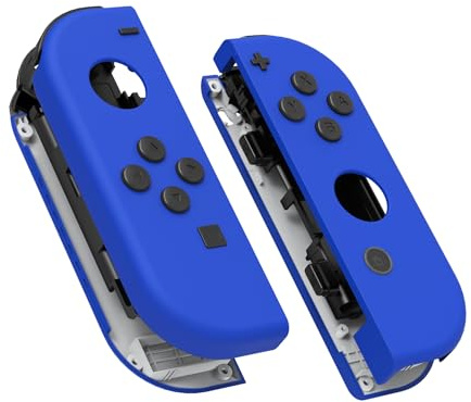 eXtremeRate Joycon Shell & Tasten, Matt DIY-Ersatz Gehäuse Grips Skin Hülle & Knöpfe Buttons Umbau Set für Nintendo Switch/Switch OLED Joycon Controller-Blau [KEIN Joy Con]