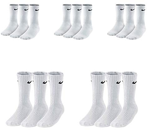 NIKE 12 Paar Herren Damen Socken Tennissocken Sportsocken Laufsocken Paket Bundle SX4508 Weiß Schwarz Grau