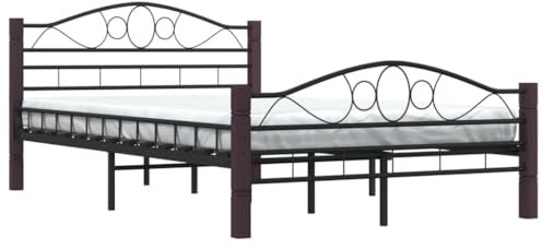 vidaXL Bettgestell Doppelbett Bett Metallbett Bettrahmen Lattenrost Schlafzimmerbett Schlafzimmermöbel Ehebett Schwarz Metall 140x200cm
