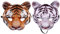 Amosfun 2 Stück Tiger Maske Tier Halbmaske Neuheit Halloween Maskerade Cosplay Kostüm Requisite für Halloween Partyzubehör