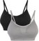 Vertvie Womens Strech Duenn Ohne Buegel Push up Yoga Sports BH Bra Top Set Fuer Fitnesstraining Polsterung 2er/3er Pack(Größe M/Etiketten L, Schwarz+Grau)