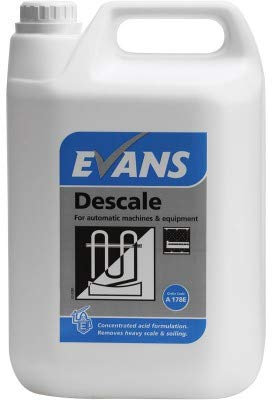 Evans Concentrated Descale Liquid Limescale Remover 5ltr, for Automatic Dishwashing Machines, Boilers, Tea & Coffee urns