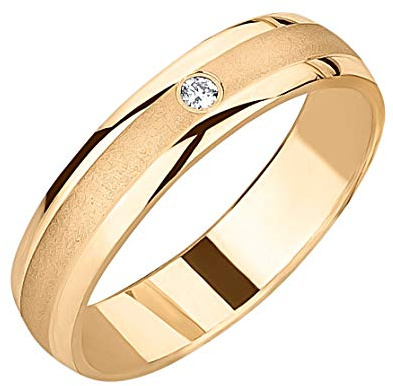 Ardeo Aurum Damenring Trauring aus 375 Gold Gelbgold mit 0,02 ct Diamant Brillant 4 mm Breite massiv Ehering Verlobungsring Modell 132 Größe 56