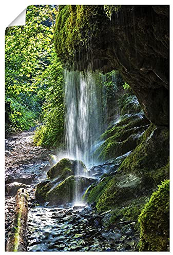 ARTLAND Wanddeko Poster & Kunstdrucke Wandposter 40x60 cm Hochformat Wald Wasserfall Fluss Urwald Natur Landschaft Frühling U2DC