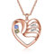 ALBERTBAND Collana Personalizzata in Argento 925 Ciondolo a Cuore con Nomi Incisione Collana per Donna Madre Figlia Regalo per Festa Della Mamma San Valentino (oro rosa-2pietre)