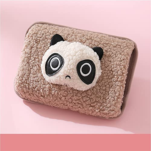 Rechargeable Electric Hot Water Bottle，Hot Water Bag，with Auto with Removable Shut Off Stress Relief Shoulder & Heated Neck Wrap Muscle Soreness and Body Inflammation(Panda)。 (Color : Chocolate)