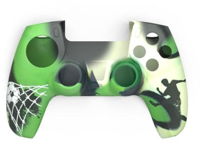 Hama Controller-Hülle Silikon Zubehör Set für PS5 Controller, Playstation 5 (Schutzhülle mit Thumbstick-Kappen, Trigger-Aufsätzen, Touchpad-Schutzfolie, Anti-Rutsch Silikon Case, Fußball)