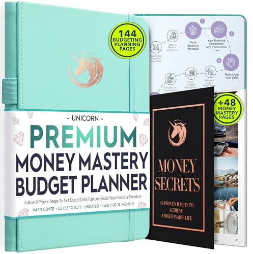 Undated Monthly Budget Planner and Monthly Bill Organizer - A 12 Month Journey to Budget Book, Law of Attraction Planner (Soft Turquoise)