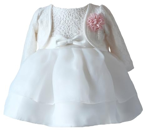 Dopklänning dopbolero baby flicka klänning blomsterflicka klänning festlig klänning babykläder (DE/NL/SE/PL, Numerisk, 92)