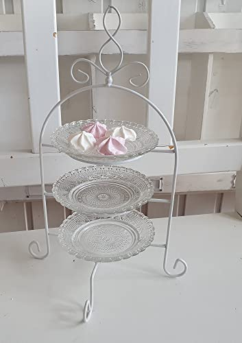 Arinosa Etagere Landhaus Vintage Metall Glas Weiß 21x32 cm
