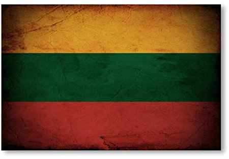 Postereck - 0308 - Vintage Flagge, Fahne Litauen Vilnius - Unterricht Klassenzimmer Schule Wandposter Fotoposter Bilder Wandbild Wandbilder - Leinwand - 60,0 cm x 40,0 cm