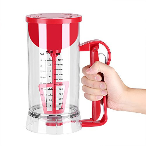 Ejoyous Distributeur de pâte, 1200 ML Électrique Distributeur de Crêpes Et de Petits Gâteaux sans Fil Pancake Cupcake Waffle Batter Maker Machine Tool avec Couvercle et Échelle