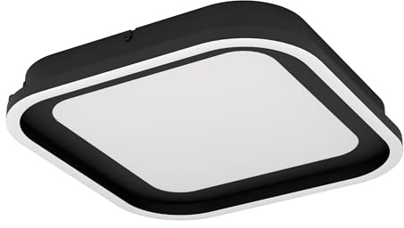 EGLO LED Deckenleuchte Calagrano, dimmbare Deckenlampe mit Fernbedienung | quadratische Deckenbeleuchtung aus Metall in Schwarz und Kunststoff in Weiß, warmweiß-kaltweiß