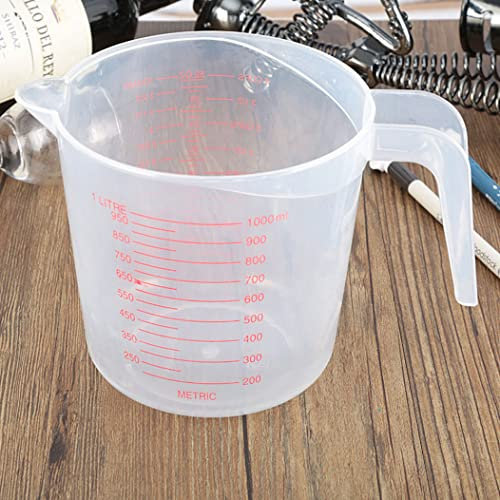 Gcroet Cuisine de Cuisson à mesurer cruche à mesurer en Plastique Transparent 1L, cruche à mesurer et Le mélange avec Une poignée, des cruches de Tasse à mesurer Transparentes pour Cuisson