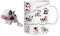 JMS we create smile (Set of 2 1 x Here a Moo There a Moo! Cow Mug & 1 x Cute Cow LED Light Keyring Keychain with Moo Sound Funny Cartoon Cow Printed Ceramic Coffee/Tea Mug Kawaii White Mug