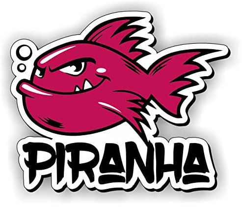 Piranha Aufkleber, selbstklebend, Modell 1 aus PVC, passend für Auto, Motorrad, Wohnmobil, PC