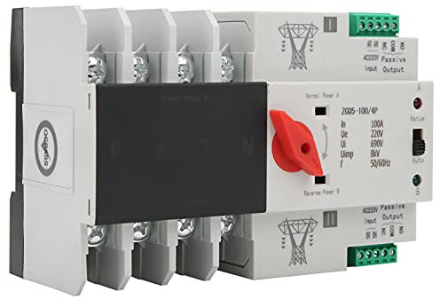 Interruttore di Trasferimento Automatico a Doppia Alimentazione, Interruttore di Alimentazione di Emergenza su Guida DIN, Interruttore di Commutazione di Rete ZGQ5-100/4P 220V