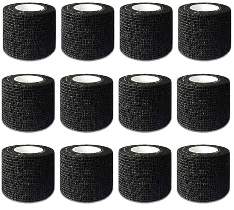 LEAYOKA Grip Cover Wrap - 12 Stück 5cm x 4,5 m Grip Wrap Tape Grip Bandage Klebeband Klebeband Selbst klebendes Band Wrap Elastische Bandage Wickel griff für Maschinen