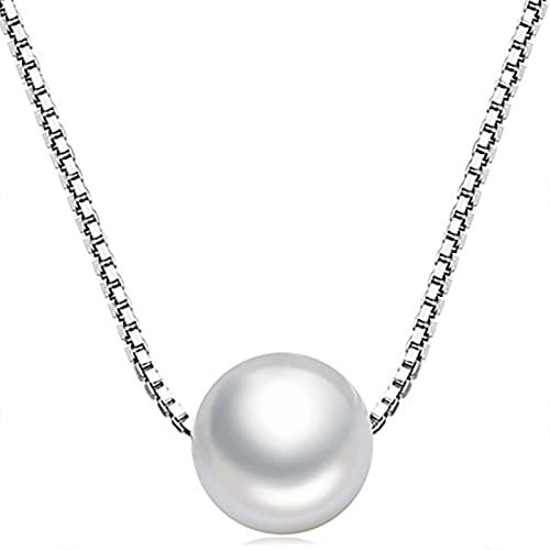 Suyi Perlenkette Sterling Silber Einzelne Perlenketten für Frauen Pearl1 8mm
