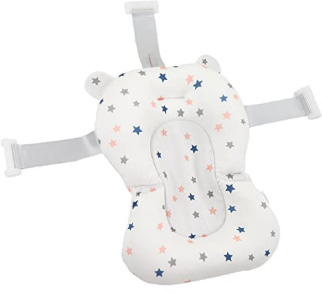 Baby-Badesitzkissen, Schwimmendes, Sicheres, Faltbares, Verstellbares Badekissen für Neugeborene (Weiße Sterne)