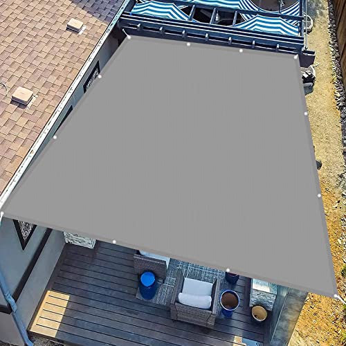 Voile d'ombrage Imperméable 4 x 5.5 m Résistant Aux Intempéries UV Bache ombrage Auvent d'ombre avec œillets avec Le Kit de Fixation pour Jardin Terrasse Extérieur, Gris Clair