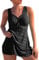chuangminghangqi Tankini Damen Push up Große Bademoden Blu Cut Out Tank Oberweite High Waist Bikini Set Curvy Swimsuits mit Badeshorts Badeanzug Sport Damen (Schwarz,XL)