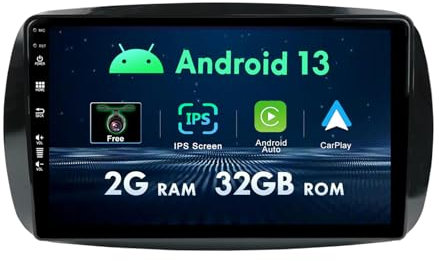 MISONDA 2G+32G Navigazione GPS Autoradio Android 14 per Mercedes Benz Smart 453 Fortwo 2014-2020 - 9 pollici IPS- telecamera posteriore Supporto BT5.0/WLAN/SWC/DAB/Carplay
