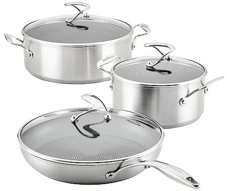 Circulon Stainless Steel Induction Cookware Set with SteelShield Hybrid Stainless and Nonstick Technology, 6 Piece - Stainless Steel