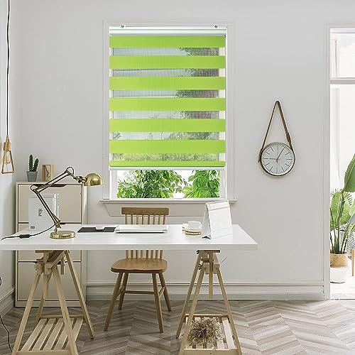 Lamellenvorhang 45 x 320 cm Einfache Montage, Schutz der Privatsphäre Duorollo Doppelrollo Inkl. Aller Montage-Teile für Schlafzimmer, Wohnzimmer, Grün