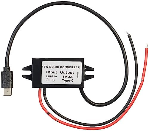 revolt Spannungsreglermodule: DC/DC-Spannungswandler für 12/24 zu 5 V, 3 A, IP67, USB-Stecker Typ C (DC-DC-Abwärtsmodul-Spannungsregler, USB-C-Konverter, Überspannungsschutz)